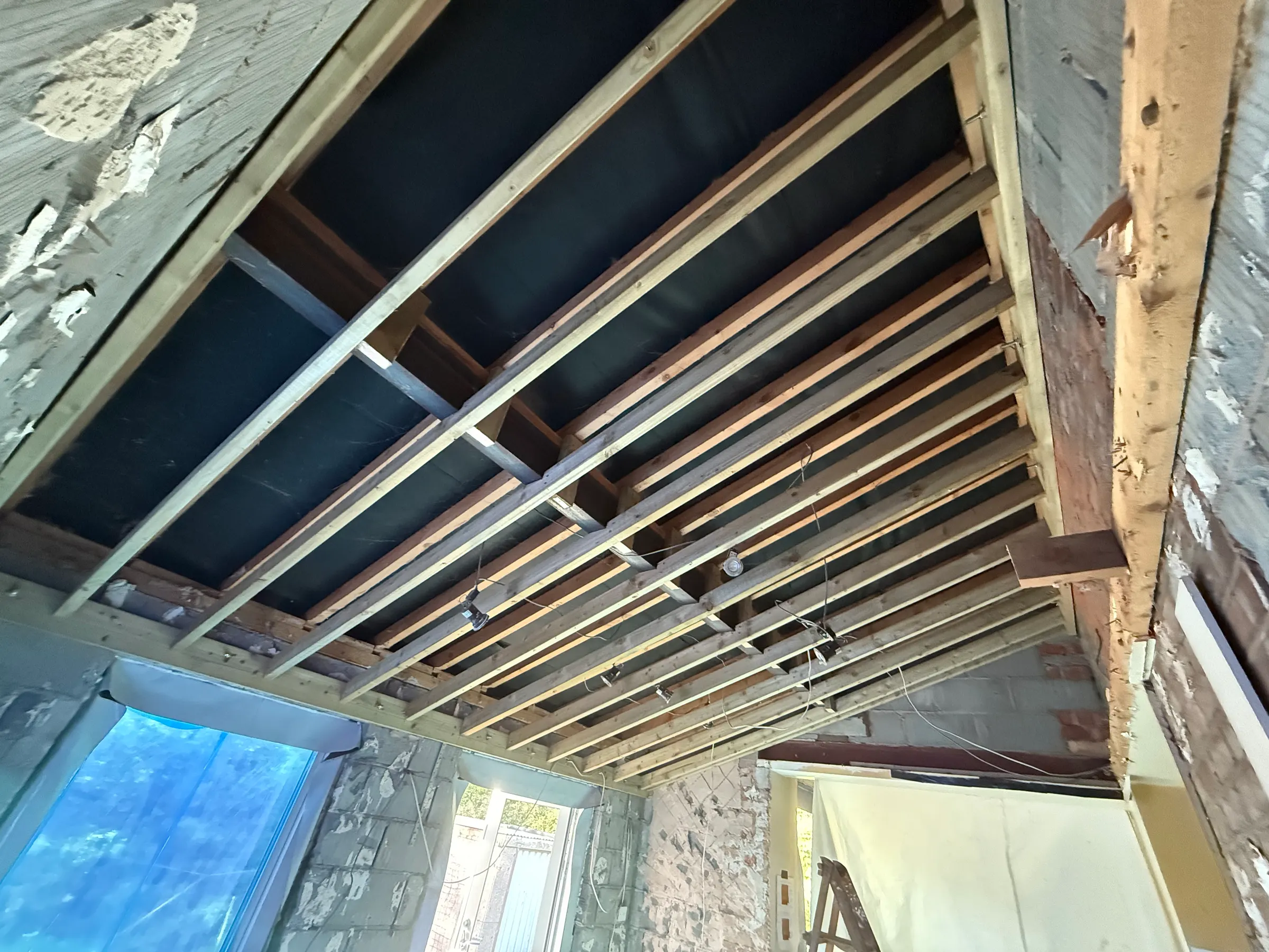 Ceiling insulation — Stripped to joists