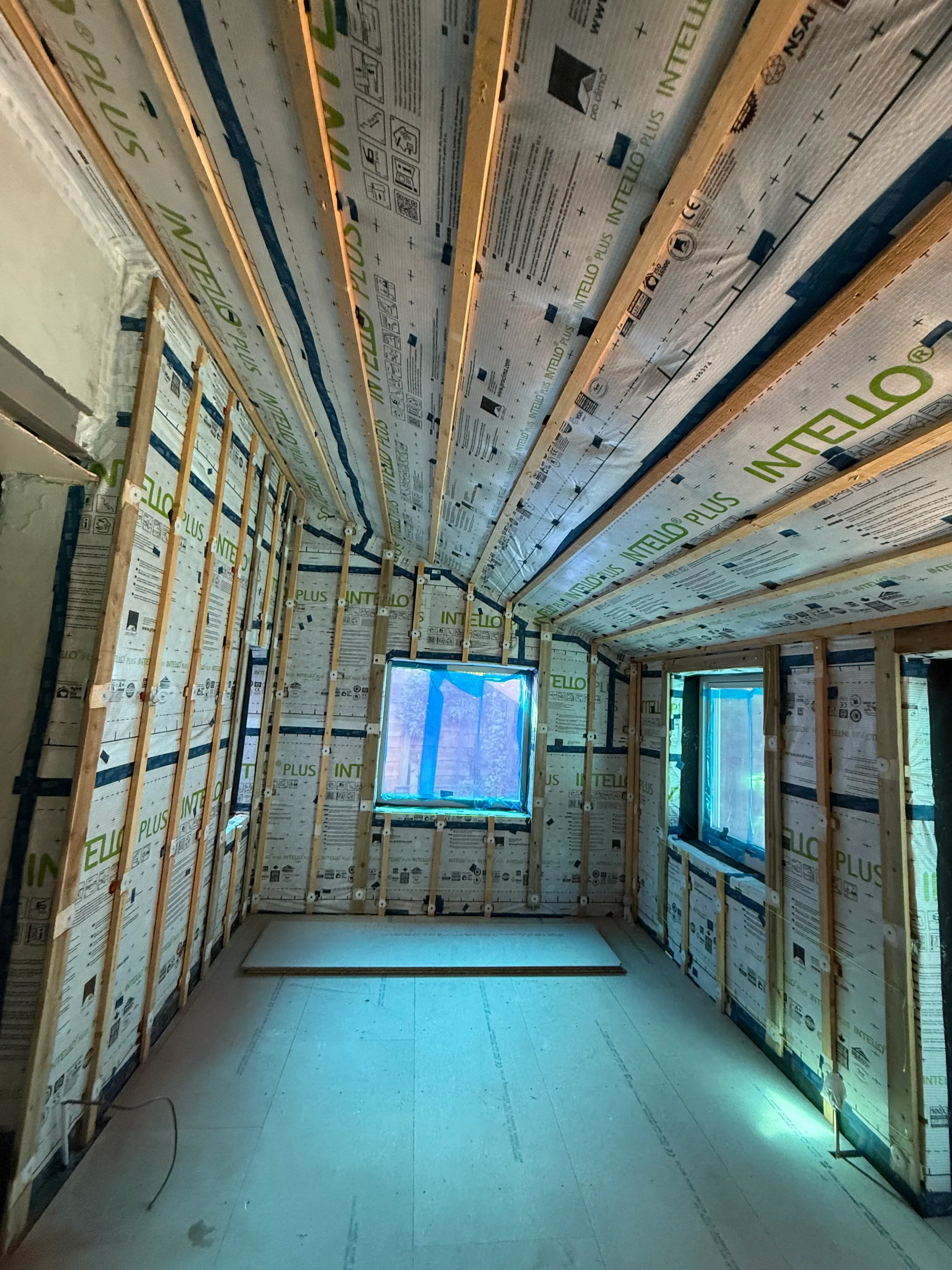 Large room retrofit — Studs and membrane